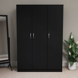 Home Discount Vida Designs Riano 3 Door Wardrobe Storage Organizer in Black - thumbnail 4