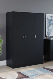 Home Discount Vida Designs Riano 3 Door Wardrobe Storage Organizer in Black - thumbnail 1