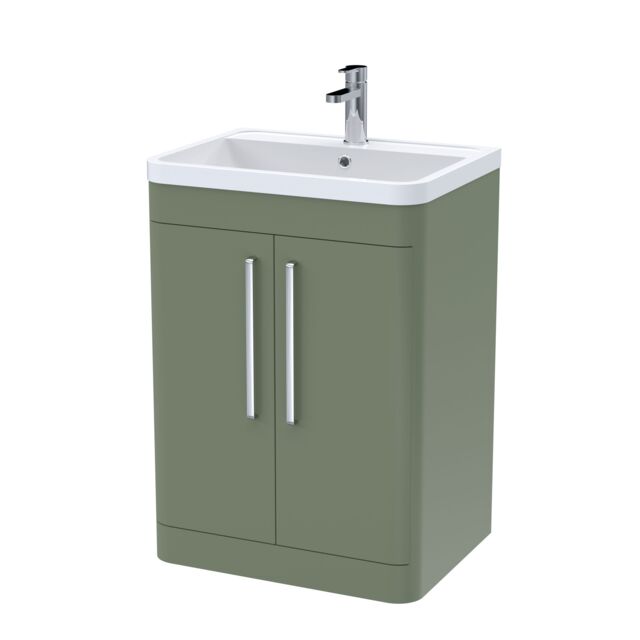 Balterley Contemporary Floor Standing 2 Door Bathroom Vanity Unit, Green, 600mm in Green - image 1