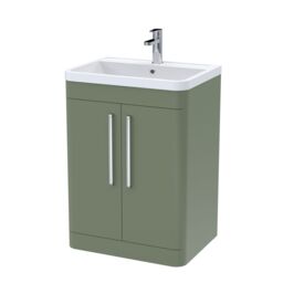 Balterley Contemporary Floor Standing 2 Door Bathroom Vanity Unit, Green, 600mm in Green