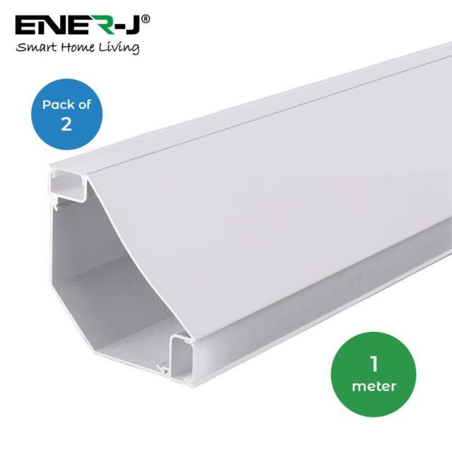 ENER-J Pack of 2 Gypsum LED Cove Light 45 Degree Corner Aluminum Profile 1 Me in White - image 1