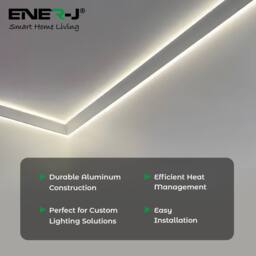 ENER-J Pack of 2 Gypsum LED Cove Light 45 Degree Corner Aluminum Profile 1 Me in White - thumbnail 6