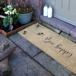 Artsy Mats Bee Happy Bee Patio Doormat in Beige - Size: 40 cm x 120 cm - thumbnail 2