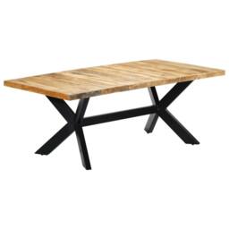 Berkfield Home Dining Table 200x100x75 cm Solid Mango Wood in Brown - Size: 200 x 100 x 75 cm - thumbnail 9
