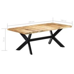 Berkfield Home Dining Table 200x100x75 cm Solid Mango Wood in Brown - Size: 200 x 100 x 75 cm - thumbnail 7