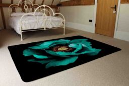Benjamin Tate Design Cyan Peony Flower Rug in Natural - Size: Large - thumbnail 3
