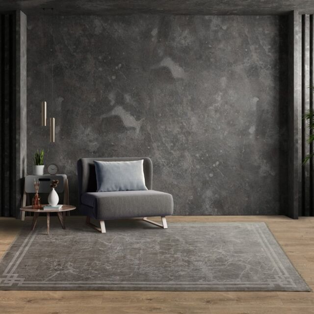 The Rug Shop UK Silver Polyester Luxurious Easy To Clean Cotton Backing Rug - Size: 200 cm x 290 cm - image 1