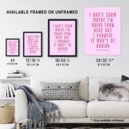 "Artery8 Don't Know Where I'm Going Modern Pink Quote Wall Art Print - Size: W12"" x H16""" - thumbnail 3