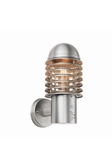 Netlighting Louvre Pir 1 Light Outdoor Wall Brushed Stainless Steel IP44 E27 in Grey - image 1