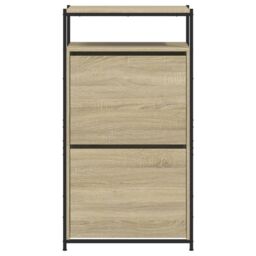 Berkfield Home Shoe Cabinet Sonoma Oak 60x34x112 cm Engineered Wood in Brown - Size: 60 x 34 x 112 cm - thumbnail 5