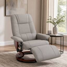 STILVORA Recliner Armchair with Footstool Grey PU Leather