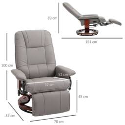 STILVORA Recliner Armchair with Footstool Grey PU Leather - thumbnail 2