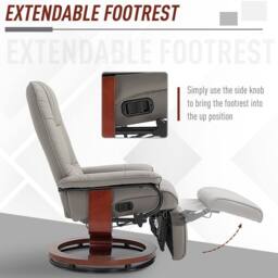 STILVORA Recliner Armchair with Footstool Grey PU Leather - thumbnail 5
