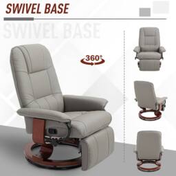 STILVORA Recliner Armchair with Footstool Grey PU Leather - thumbnail 6