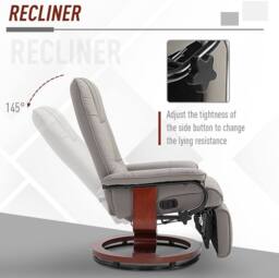 STILVORA Recliner Armchair with Footstool Grey PU Leather - thumbnail 4