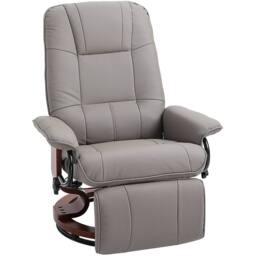 STILVORA Recliner Armchair with Footstool Grey PU Leather - thumbnail 3