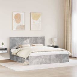 Berkfield Home Bed Frame with Headboard Concerte 180 x 200 cm Solid Pine Wood in Grey - thumbnail 3