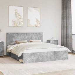 Berkfield Home Bed Frame with Headboard Concerte 180 x 200 cm Solid Pine Wood in Grey - thumbnail 1