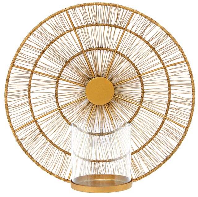 Orsina Wall Sconce, Modern Glass Candle Holder, Luxe Metal Art, Modern Wall Scone, Industrial Accent in Gold - image 1