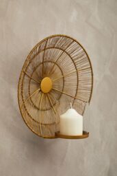 Orsina Wall Sconce, Modern Glass Candle Holder, Luxe Metal Art, Modern Wall Scone, Industrial Accent in Gold - thumbnail 3