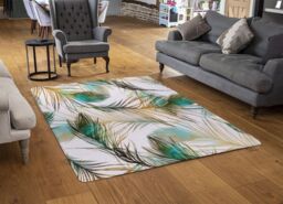 Benjamin Tate Design Imprints Peacock Feathers Rug in Natural - Size: Large - thumbnail 2