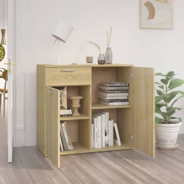 Berkfield Home Sideboard Sonoma Oak 80x36x75 cm Engineered Wood in Light Tan - Size: 80 x 36 x 75 cm - image 1