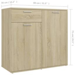 Berkfield Home Sideboard Sonoma Oak 80x36x75 cm Engineered Wood in Light Tan - Size: 80 x 36 x 75 cm - thumbnail 9