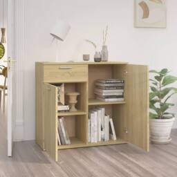 Berkfield Home Sideboard Sonoma Oak 80x36x75 cm Engineered Wood in Light Tan - Size: 80 x 36 x 75 cm - thumbnail 1