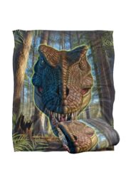 JQ Licensing Jlo T-Rex Dinosaur Head Silky Touch Super Soft Throw Blanket 152 X 127 cm in White - thumbnail 2