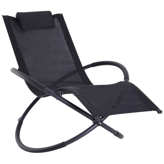 Kelvenix Orbital Lounger Zero Gravity Patio Chaise Foldable Rock Chair in Black - Size: 0.6m2 - image 1