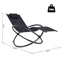 Kelvenix Orbital Lounger Zero Gravity Patio Chaise Foldable Rock Chair in Black - Size: 0.6m2 - thumbnail 2