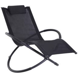 Kelvenix Orbital Lounger Zero Gravity Patio Chaise Foldable Rock Chair in Black - Size: 0.6m2