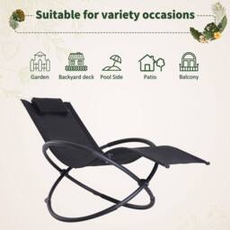 Kelvenix Orbital Lounger Zero Gravity Patio Chaise Foldable Rock Chair in Black - Size: 0.6m2 - thumbnail 5