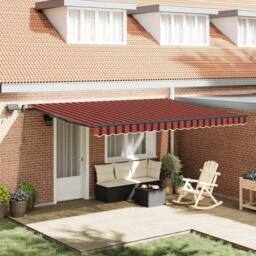 Berkfield Home Manual Retractable Awning with LED Orange & Brown 450x350 cm - thumbnail 2