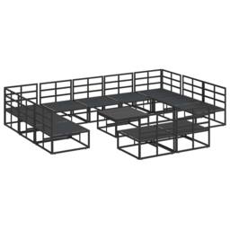 Berkfield Home Garden Sofa Set 12 pcs Black 70 x 70 x 32 cm Aluminium - thumbnail 8