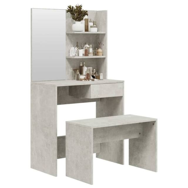 Berkfield Home Modern Dressing Table Set Concrete Grey 74.5x40x141 cm - image 1