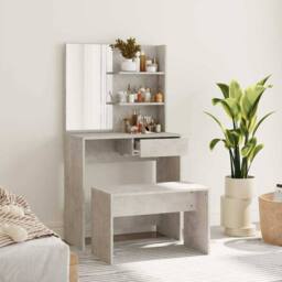 Berkfield Home Modern Dressing Table Set Concrete Grey 74.5x40x141 cm - thumbnail 2