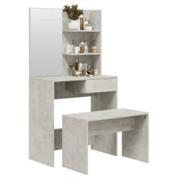 Berkfield Home Modern Dressing Table Set Concrete Grey 74.5x40x141 cm - thumbnail 1