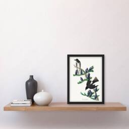 Artery8 Audubon Framed Wall Art Print Olive Sided Flycatcher Bird on Fir Tree in White - Size: A4 - thumbnail 2