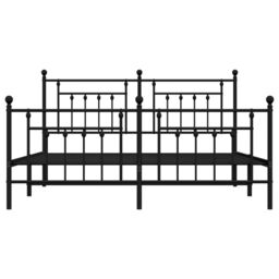 Berkfield Home Metal Bed Frame with Headboard & Footboard Black 183x213 cm - thumbnail 6