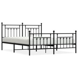 Berkfield Home Metal Bed Frame with Headboard & Footboard Black 183x213 cm - thumbnail 2