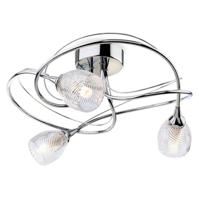 Netlighting Henley 3 Light Flush Light Chrome Clear Decorative Glass G9
