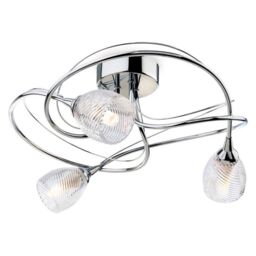Netlighting Henley 3 Light Flush Light Chrome Clear Decorative Glass G9