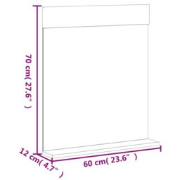 Berkfield Home Bathroom Mirror with Shelf BERG Black 60x12x70 cm Solid Wood - Size: 60 x 12 x 70 cm - thumbnail 6