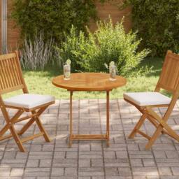 Berkfield Home Table Top Solid Teak Wood Round 2.5 cm 80 cm in Brown - thumbnail 2