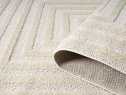 Desire Rugs Isabella Living Room Area Rugs - Embossed Geometric Rectangle Design in Cream - Size: 80 cm x 150 cm - thumbnail 3