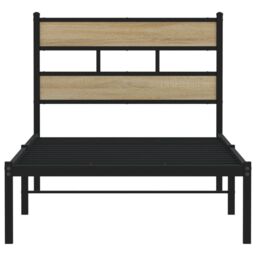 Berkfield Home Metal Bed Frame without Mattress Sonoma Oak 100x190 cm in Brown - thumbnail 4