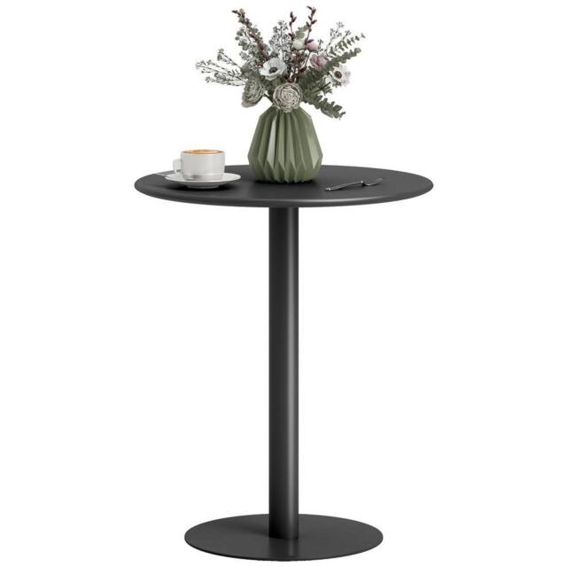 FORGEVIO Round Dining Table, 2 Seater Kitchen Table with Steel Base Black - image 1
