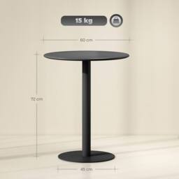 FORGEVIO Round Dining Table, 2 Seater Kitchen Table with Steel Base Black - thumbnail 2