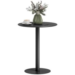 FORGEVIO Round Dining Table, 2 Seater Kitchen Table with Steel Base Black